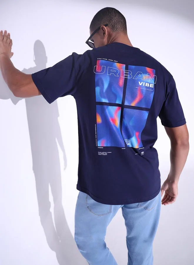 Hubberholme Navy Men's Relaxed Fit Navy Cotton T-Shirt with Classic Versatility and Cool Fabric for Men | Best Price UAE