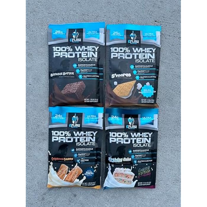 eFlow Nutrition Whey Protein Sample Variety - Isolate Protein Powder Samples, Low Calorie, Fast-digesting, Premium Quality, Travel Packs, Low Carb (4 Pack) - Image 4