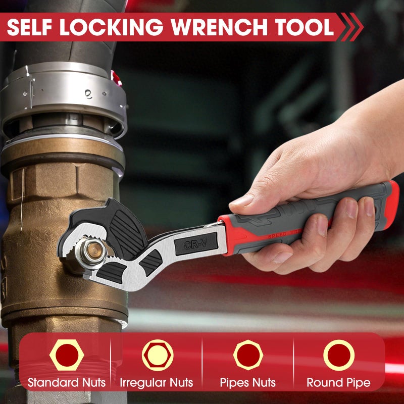 CRAFTZONE Self Adjusting Pipe Wrench 4 Piece Self Locking Wrench Set with Forged Double Threaded Jaws for Pipes Nuts Bolts Plumbing Repair - Image 2