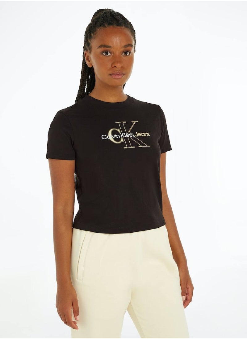 CALVIN KLEIN Cropped Monogram T-Shirt  - Image 1