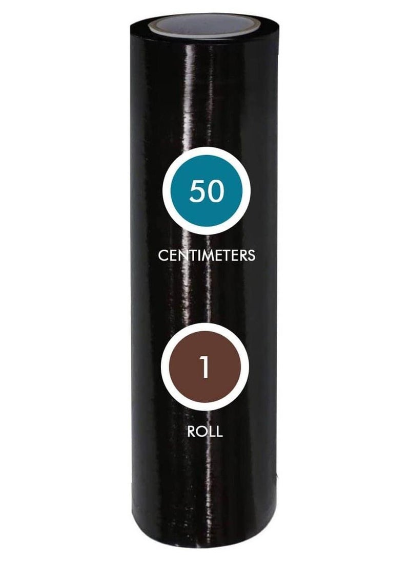 MARKQ [1 Roll] Black Stretch Film Wrap - 500mm Heavy Duty Plastic Shrink Wrap for Pallet Wrap, Packing, Moving and Packaging - Cling Wrap - Image 1