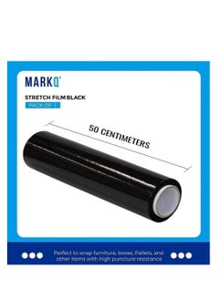 MARKQ [1 Roll] Black Stretch Film Wrap - 500mm Heavy Duty Plastic Shrink Wrap for Pallet Wrap, Packing, Moving and Packaging - Cling Wrap  - Image 2