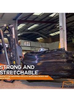 MARKQ [1 Roll] Black Stretch Film Wrap - 500mm Heavy Duty Plastic Shrink Wrap for Pallet Wrap, Packing, Moving and Packaging - Cling Wrap  - Image 3