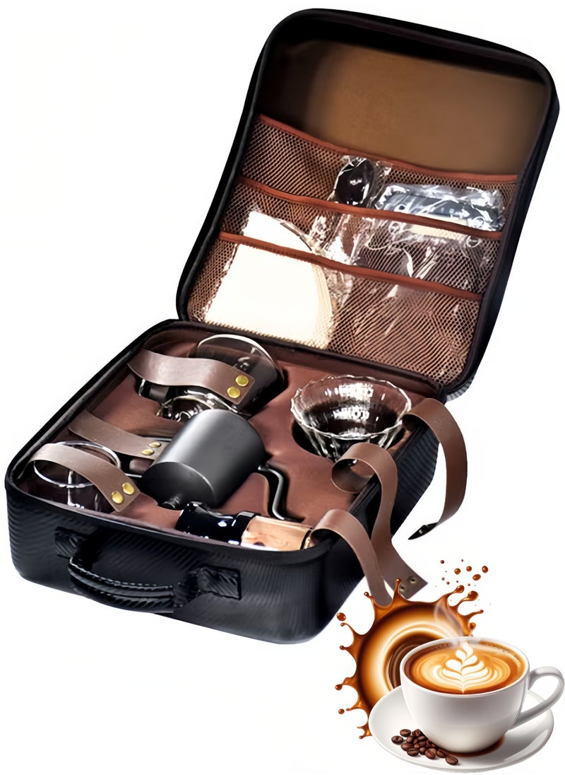 nihao - V60 Set 9 Piece Coffee Drip Set , V60 Pour Over Coffee Maker Set With Carry Case Black 600ml - Image 1