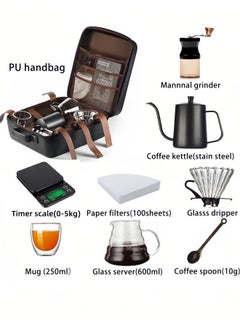 nihao V60 Set 9 Piece Coffee Drip Set , V60 Pour Over Coffee Maker Set With Carry Case Black 600ml  - Image 3