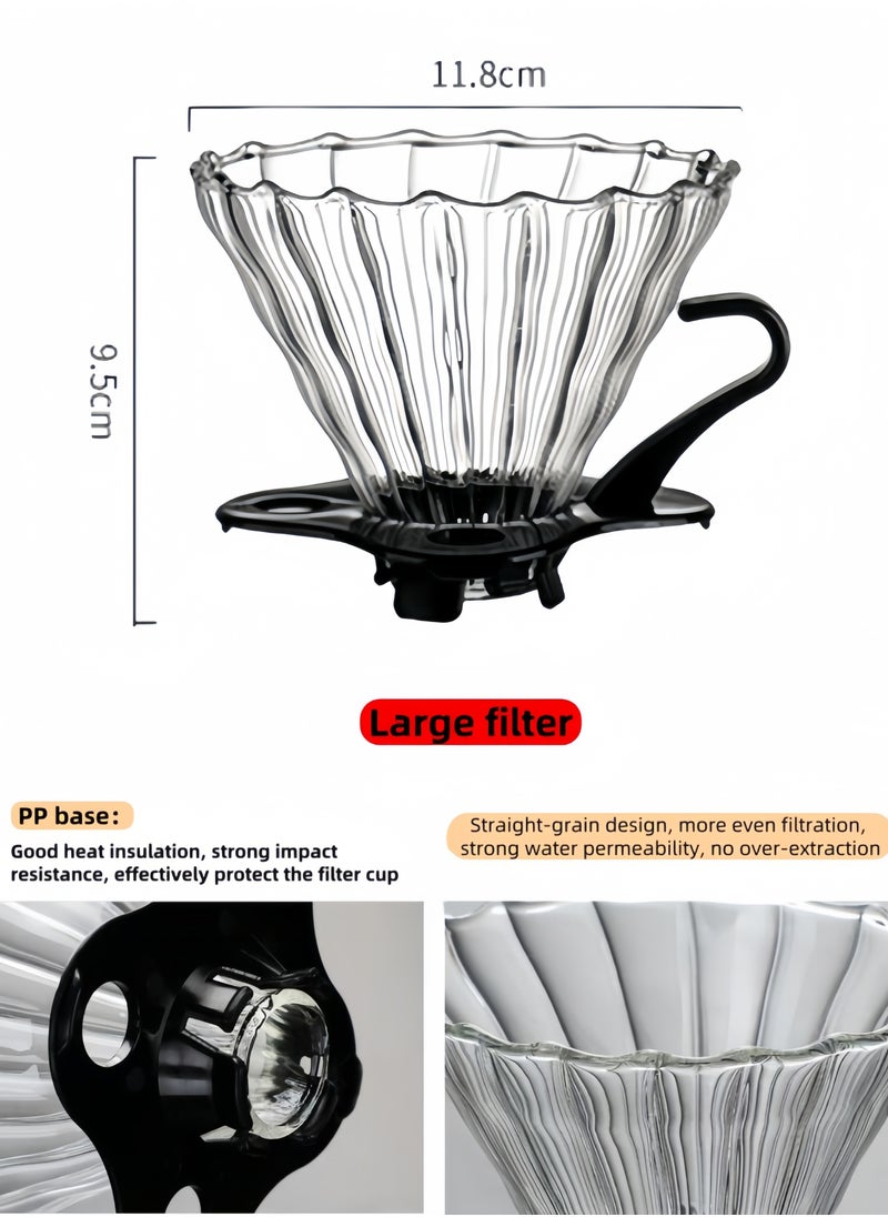 nihao - V60 Set 9 Piece Coffee Drip Set , V60 Pour Over Coffee Maker Set With Carry Case Black 600ml - Image 1