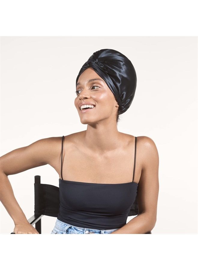 SLIP طرحة حرير قابلة للانزلاق، سوداء، مقاس واحد (21”- 28”) - طرحة شعر حرير ملبري مزدوجة الطبقات 22 مومي - صديقة للشعر، خفيفة الوزن ومتعددة الاستخدامات + غطاء نوم لأنواع الشعر المجعد + السميك - Image 5