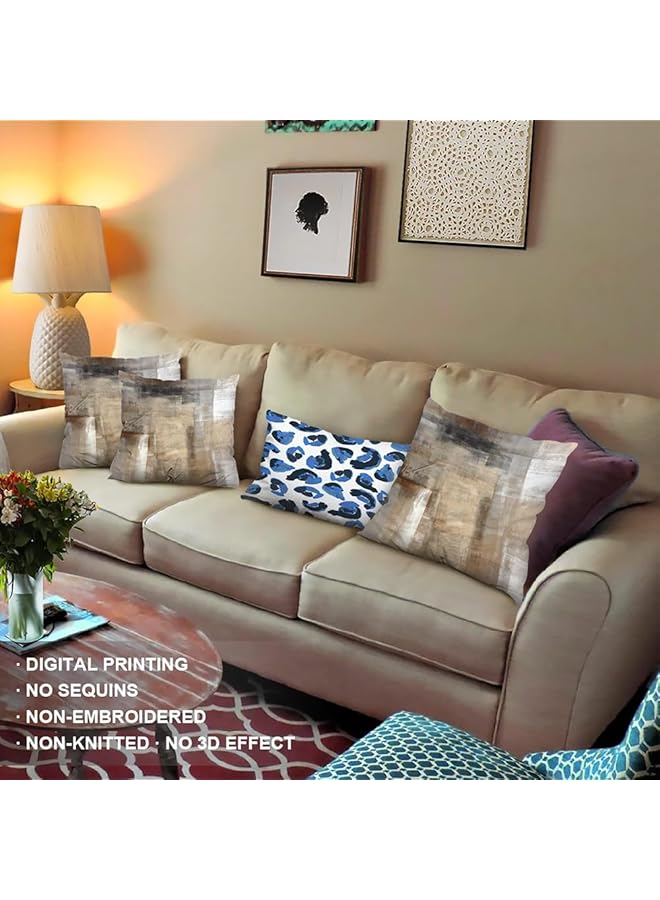 إيروريكس أغطية وسائد رمي ديكور فني منزلي حديث أغطية وسائد مزخرفة برسومات زيتية تجريدية لأغطية وسائد غرفة النوم وغرفة المعيشة والأريكة والسرير أغطية وسائد رمادية اللون 45 × 45 سم مجموعة من 4 قطع - Image 5