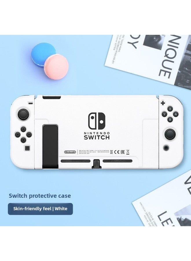 Loquat Split Body Nintendo Switch Protective Case Switcholed Cover Pc Shell Handle Accessories Digital Computer Game Console Protection-Model:Ns White Skin-friendly Shell With Label √ With Membrane + Cap  - Image 1