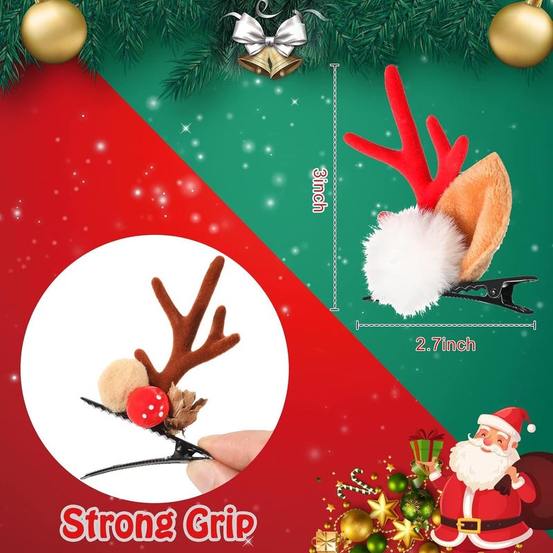 Radhya Accessories Christmas Reindeer Antler Hair Clips pair (Pack of 2) Christmas hair clips for Girls Christmas gift for kids toddlers babies Korean hair accessories Secret Santa GiftHairbands (Design 2) - Image 4
