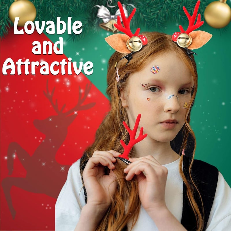 Radhya Accessories Christmas Reindeer Antler Hair Clips pair (Pack of 2) Christmas hair clips for Girls Christmas gift for kids toddlers babies Korean hair accessories Secret Santa GiftHairbands (Design 2) - Image 3