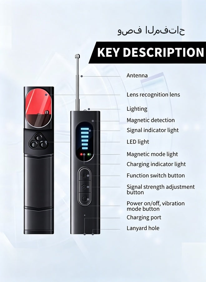 Sunbath Hidden Camera Detector Portable Bug RF Detector Device for Gps Tracker Wireless Listening Device Hidden Camera Finder in Hotel Office Bathroom 6 Levels Sensitivity - Image 3
