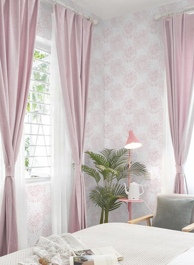 Fiula Peel and Stick Wallpaper Geometric Boho Wall Paper White Pink Fireworks Contact Paper 17.3"×78.7" Self-Adhesive Round Wallpaper for Bedroom Waterproof Removable Shelf Liner Decal Vinyl Roll - Image 4