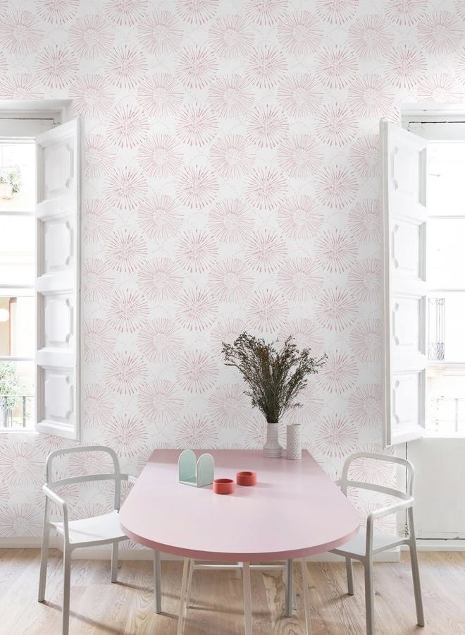 Fiula Peel and Stick Wallpaper Geometric Boho Wall Paper White Pink Fireworks Contact Paper 17.3"×78.7" Self-Adhesive Round Wallpaper for Bedroom Waterproof Removable Shelf Liner Decal Vinyl Roll - Image 5