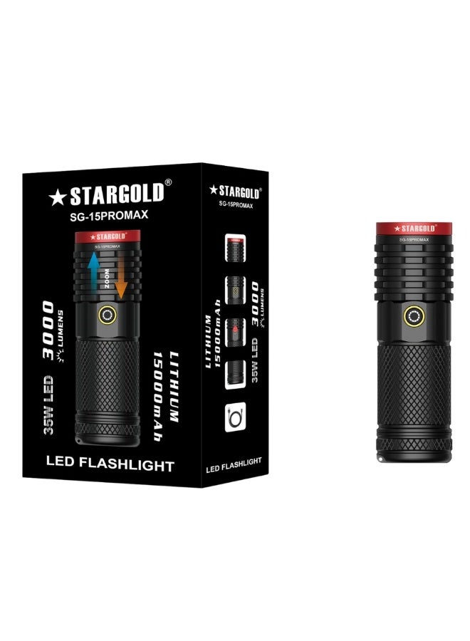 STARGOLD SG-15PROMAX Rechargeable LED Flashlight | 3000 Lumens | 15000mAh Battery - Image 1