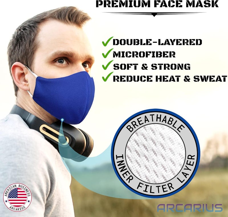 Arcarius Breathable Sports Face Mask – Moisture Wicking Gym & Travel Fit (3-Pack) - Image 3