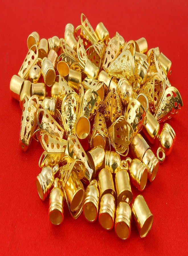 Jaz Design House's Combo of Most Popular Tassel Making Golden Caps in Golden Finish Pack of 4 Type 25 pcs. Each, Leather - Image 2