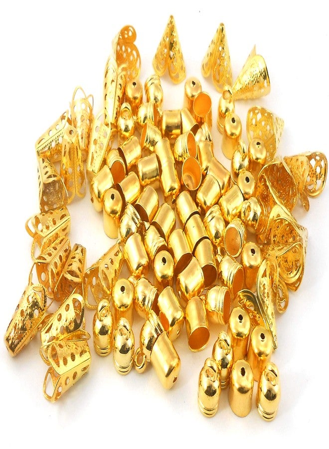 Jaz Design House's Combo of Most Popular Tassel Making Golden Caps in Golden Finish Pack of 4 Type 25 pcs. Each, Leather - Image 1