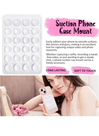 2pc Silicone Suction Cup Wall Stand Mat Multifunctional 24 Square Suction Phone Anti-Slip Wall Phone Holder Mount | Transparent - view 2