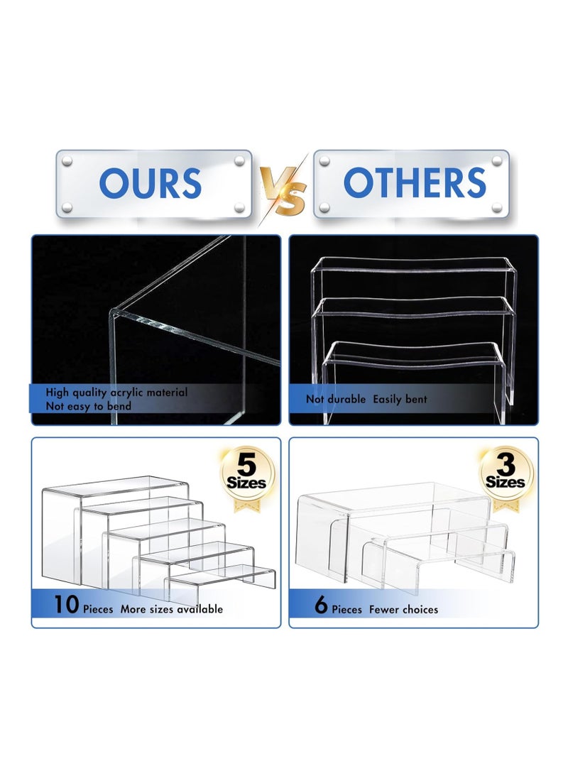 Generic - Display Risers, 10 Pcs 2 Set Acrylic Riser Display Shelf, Clear Display Riser Display Stands, Acrylic Display Set, Acrylic Shelves for Decor Display, Showcase Stands for Cupcake(1-3-4-5-6IN) - Image 1