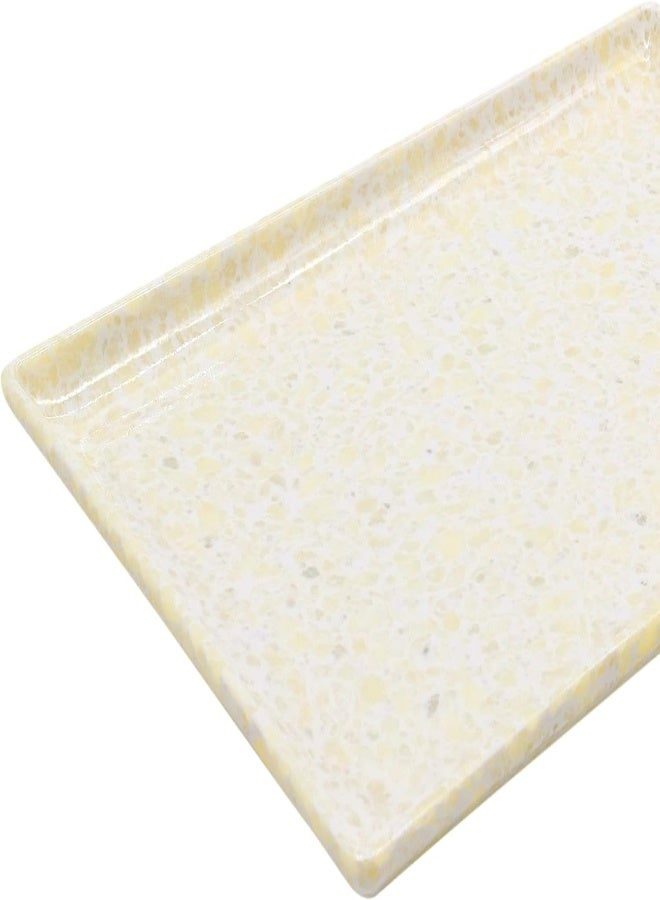 AKDC Melamine Rectangle Serving Tray 25X17Cm, Off-White Color Marble Designed Texture Plates Rectangular Shape Pattern Healthy Platter Tray Kitchen Product Premium Multipurpose Use Accessories - Image 1