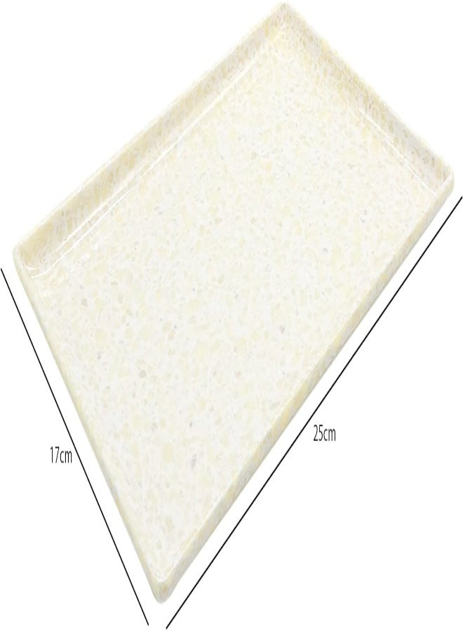 AKDC Melamine Rectangle Serving Tray 25X17Cm, Off-White Color Marble Designed Texture Plates Rectangular Shape Pattern Healthy Platter Tray Kitchen Product Premium Multipurpose Use Accessories - Image 5