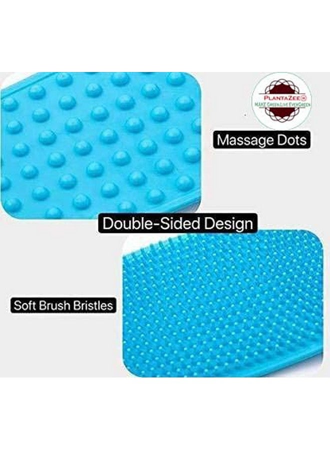 PlantaZee Silicone Double Side Bathing Back Scrubber or Skin Deep Cleaning Massage, Dead Skin Removal Exfoliating Belt for Shower for Men and Women Pack of 4 - Image 3