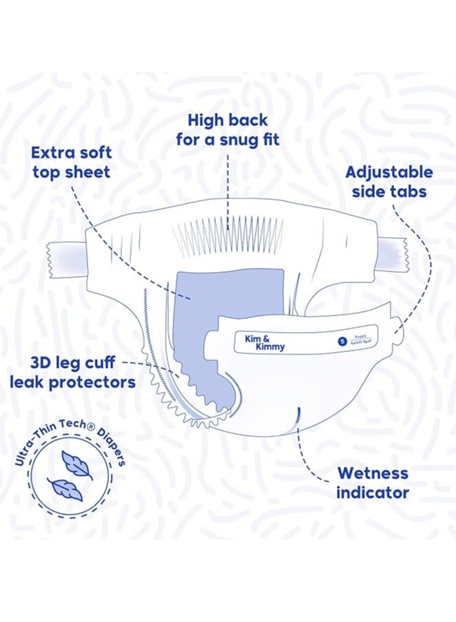 Kim & Kimmy Eco Diapers, Size 3, 6-11 kg, 60 Diapers - 12 Hour Leak Protection, No Rashes, Hypoallergenic, Ultra-Soft & Highly Absorbent - Cruelty Free & Vegan Assorted Print  - Image 4