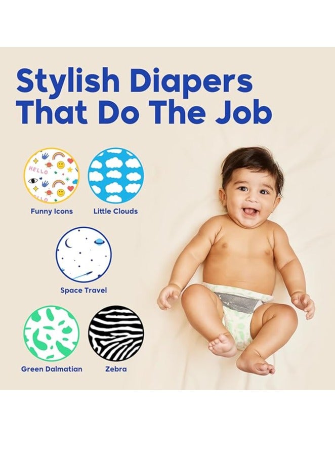 Kim & Kimmy Eco Diapers, Size 3, 6-11 kg, 60 Diapers - 12 Hour Leak Protection, No Rashes, Hypoallergenic, Ultra-Soft & Highly Absorbent - Cruelty Free & Vegan Assorted Print  - Image 5
