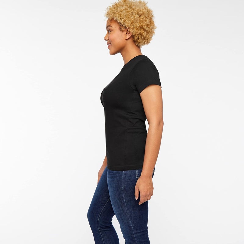 LAT Women 100 Cotton Jersey Crew Neck Short Sleeve Tee 3516 Black M - Image 4