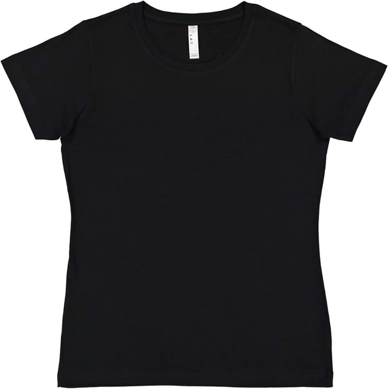 LAT Women 100 Cotton Jersey Crew Neck Short Sleeve Tee 3516 Black M - Image 1