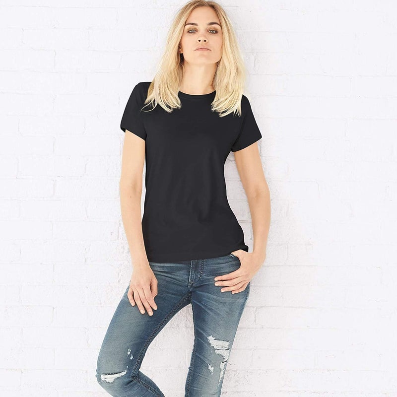 LAT Women 100 Cotton Jersey Crew Neck Short Sleeve Tee 3516 Black M - Image 2