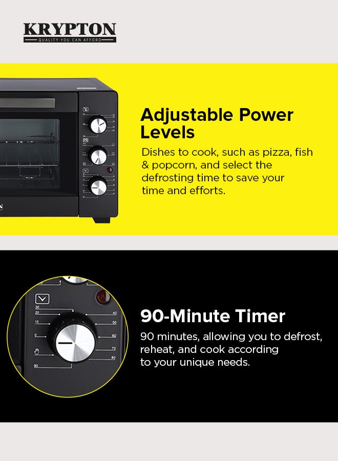 KRYPTON Electric  Oven With Rotisserie , Grill Function And Power Indicator Light , Auto Shut Off with Signal Bell & Inside Lamp , Multiple Control Knobs, Heat-resistant Tempered Glass and Stainless Steel Heating Elements 30 L 1600 W KNO5324 Black - Image 4