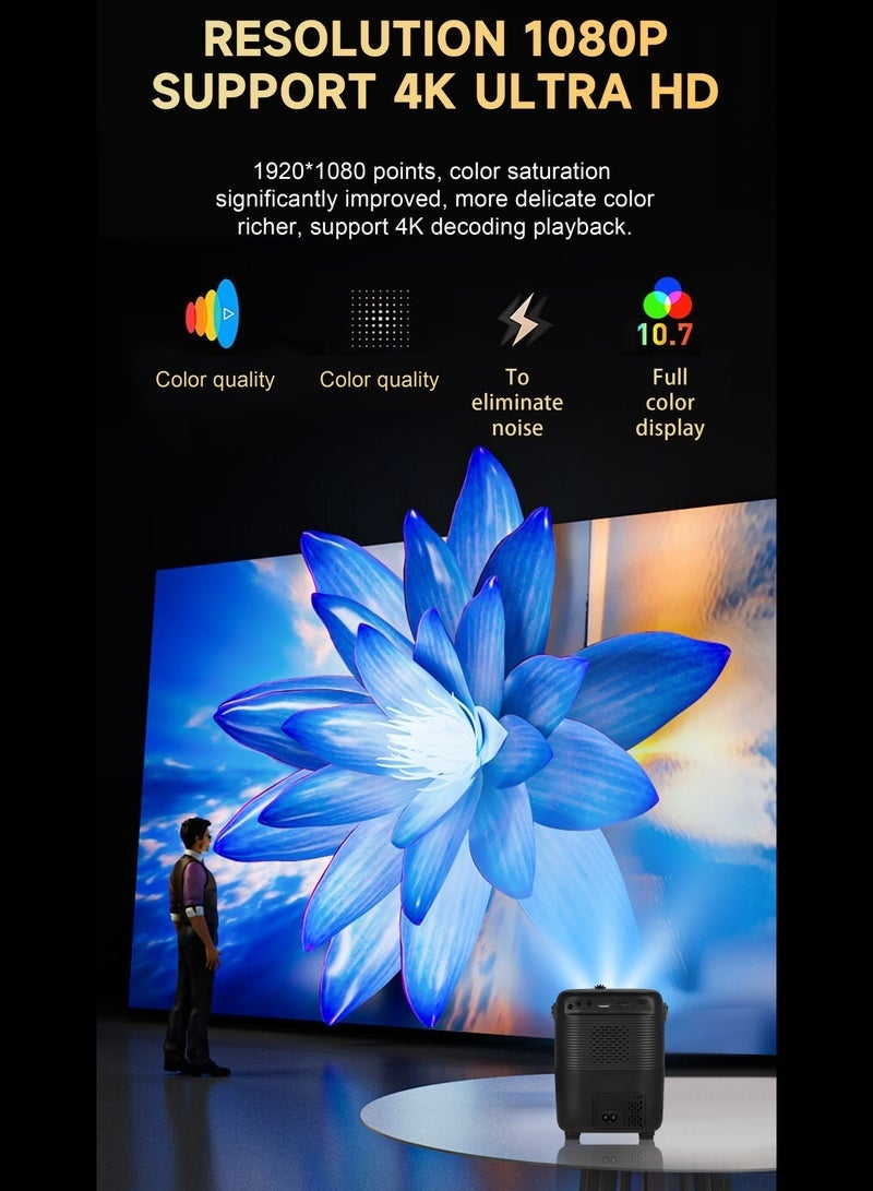 Umiio Portable 4K Gaming Projector – LED Light Source, Android Smart Projector with WiFi & Bluetooth, HDMI/USB/SD Support, Remote & 2 Wireless Game Controllers – Home Theater & Gaming - Image 2