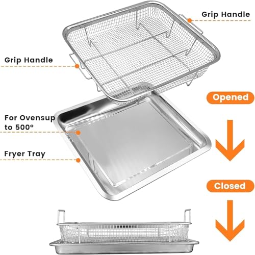 Kruvad Non-Stick Air Fryer Basket & Tray Set - Versatile Carbon Steel Cooking Pan for Chips, Bacon, and Baking and Frying Basket - Image 2