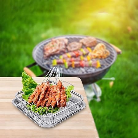 Kruvad Non-Stick Air Fryer Basket & Tray Set - Versatile Carbon Steel Cooking Pan for Chips, Bacon, and Baking and Frying Basket - Image 5