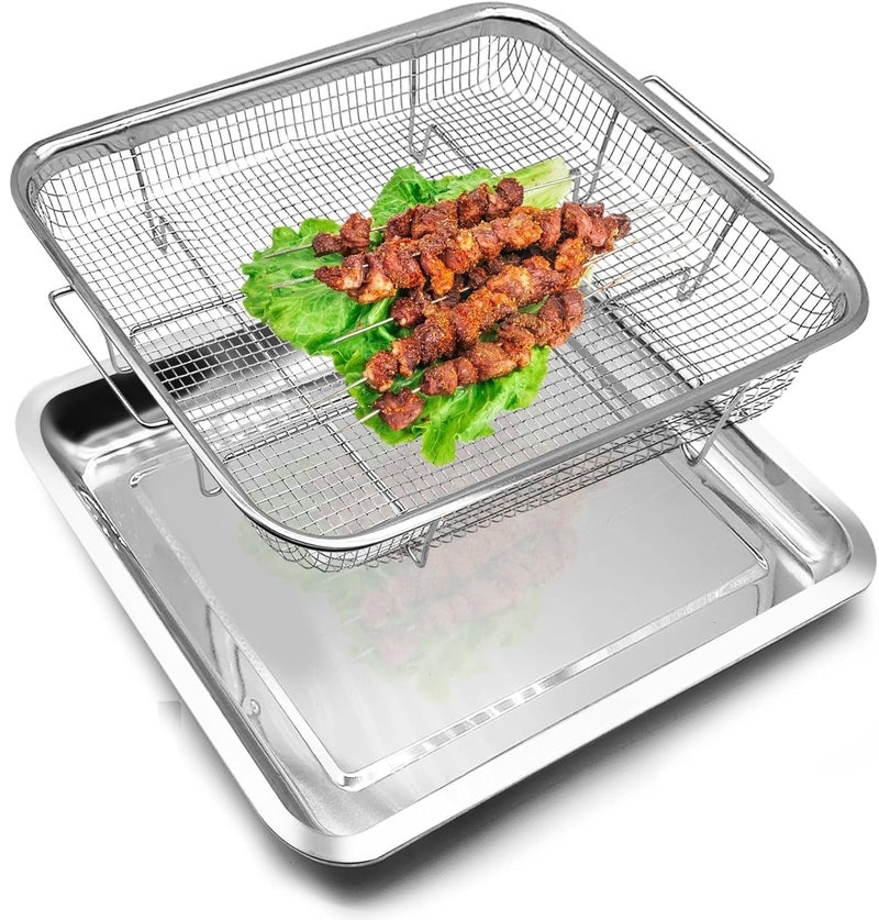 Kruvad Non-Stick Air Fryer Basket & Tray Set - Versatile Carbon Steel Cooking Pan for Chips, Bacon, and Baking and Frying Basket - Image 4