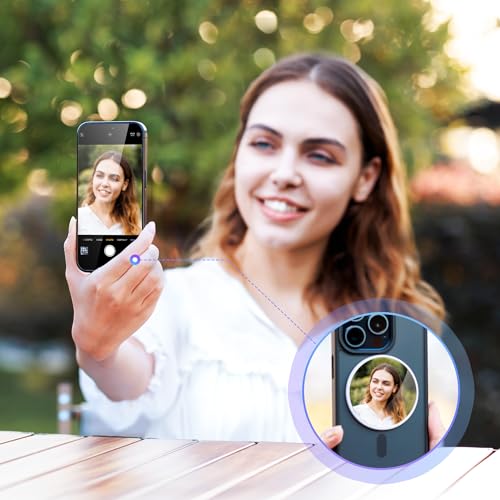 Kiorafoto 2.2" Magnetic Selfie Mirror for Back Camera,Slim Phone Convex Mirror for Magsafe Compatible with iPhone 17 16 15 14 13 Pro Max Plus,Mag-Safe Case & All Phone for Wide Angle Selfies &Vlogging&Streaming - Image 2