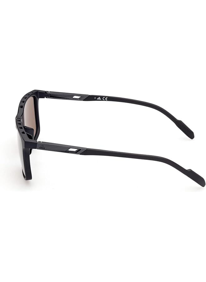 اديداس نظارة شمسية مستطيلة للرجال، اللون: أسود/بني، المقاس: 57 مم - Image 2