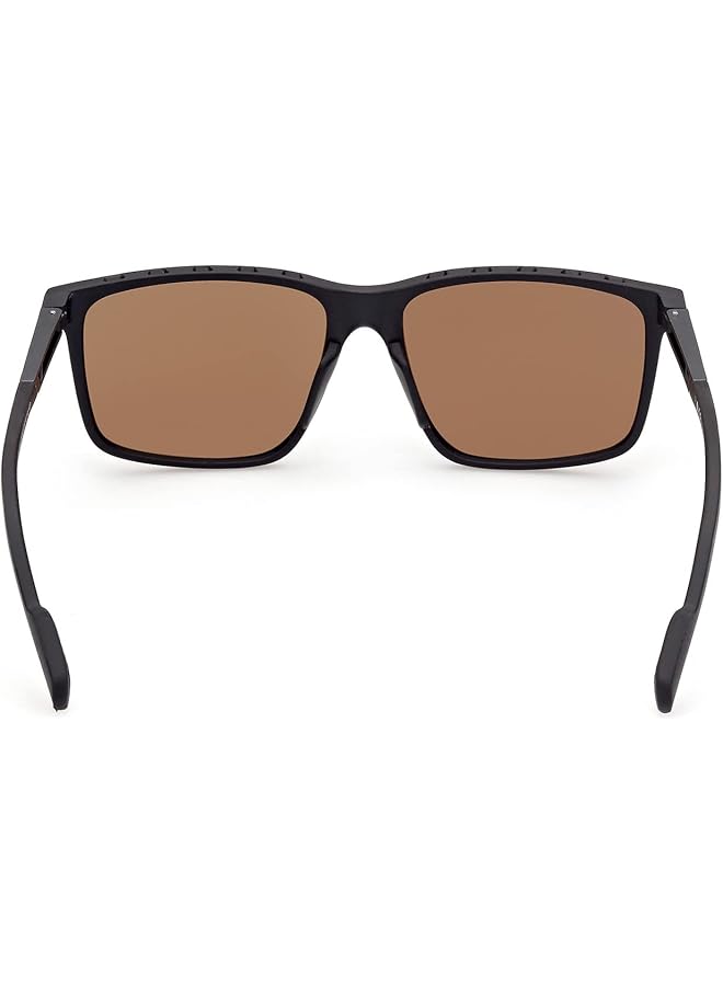 اديداس نظارة شمسية مستطيلة للرجال، اللون: أسود/بني، المقاس: 57 مم - Image 4