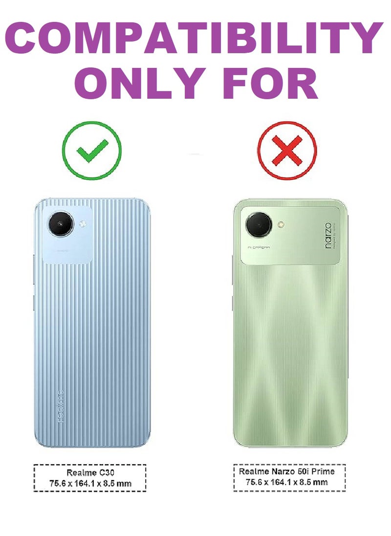 2 Pieces Tempered Glass Screen Protector 5D Designed For Realme C30 Full Glue Edge to Edge Full Screen Coverage And Bubble Free