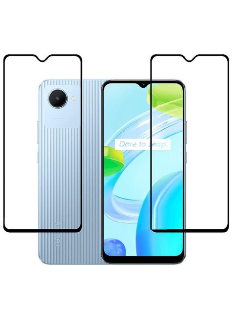 2 Pieces Tempered Glass Screen Protector 5D Designed For Realme C30 Full Glue Edge to Edge Full Screen Coverage And Bubble Free