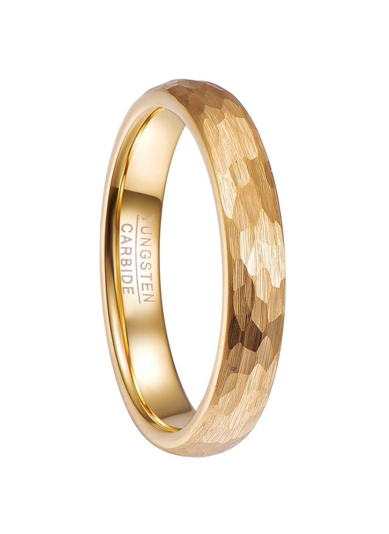 Generic - Rose Gold Plated Tungsten Steel Ring 4-6MM Wide Mens Ring Facetted European Style Jewelry Unisex Band for Men And Women 4mm gold - Image 1