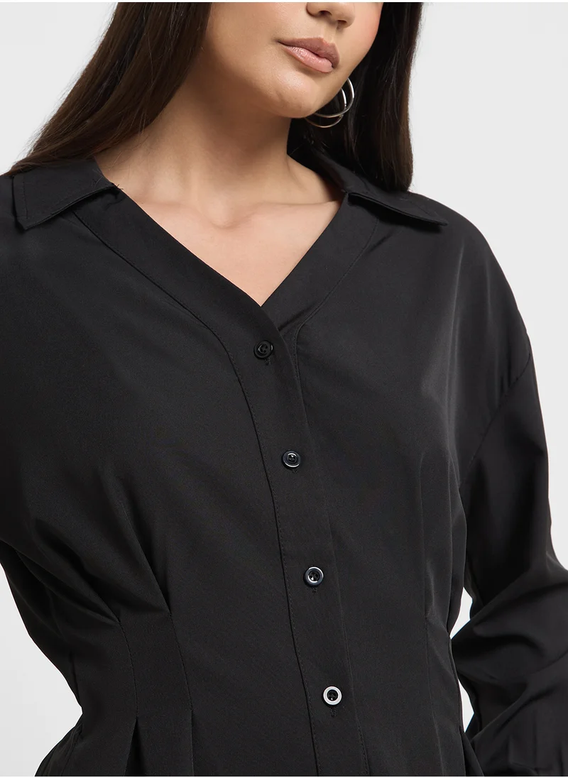 ELLA Cinched Waist Button Down Shirt