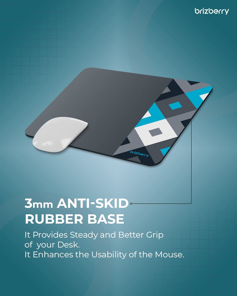 ARTBRIZ® Brizberry Pro-X1 Mouse Pad, Optimised for Speed and Precision, Premium Anti Skid Rubber Base, for Office Desktop Laptop PC Mac, 240mm x 210mm x 3mm (111S - Pack of 1) - Image 3