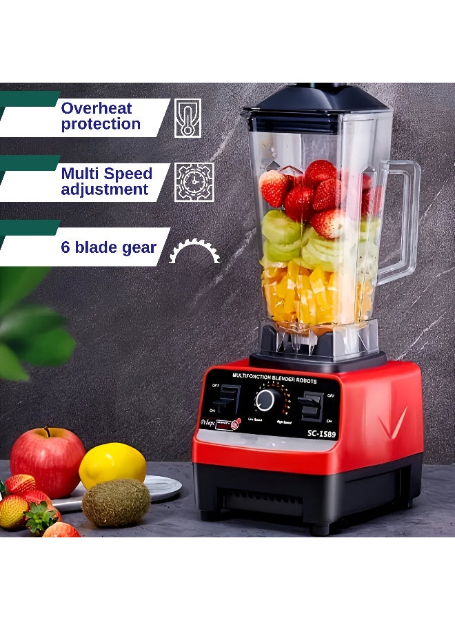أرابيكو آلة عصارة كريسنت 4500 واط، خلاط تجاري عالي التحمل SC-1589، عصارة وخلاط 2 في 1 مع مرطبانين، شفرات من الفولاذ المقاوم للصدأ، معالج فواكه، صانع عصائر، مطحنة، آمنة للاستخدام في غسالة الأطباق، محرك تجاري  - Image 4