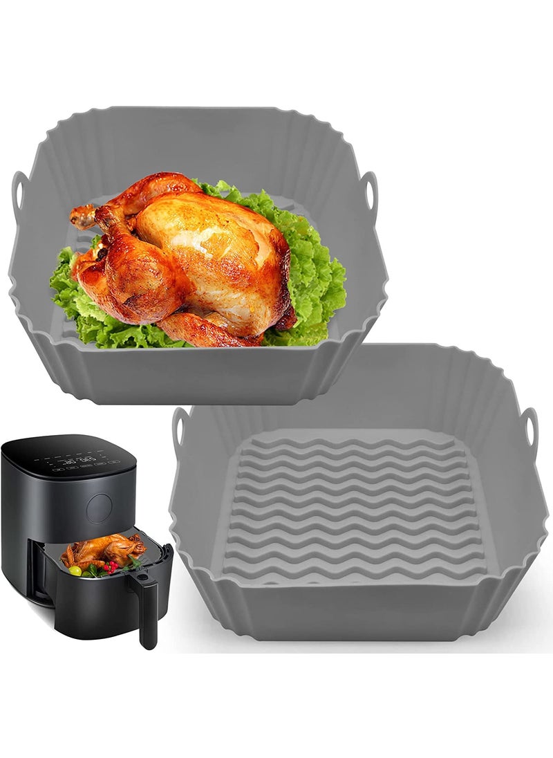 GWBSXM Square Air Fryer Silicone Liners 8 Inch 4 to 7 QT Food Grade Reusable Heat Resistant Silicone Air fryer Pots Inserts Baskets Bowl Accessories for COSORI Instant Vortex Air Fryer Oven Microwave 