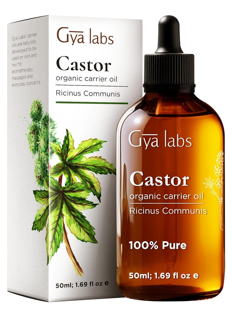 gya labs Gya Labs Organic Cosmetics Castor Oil for Eyelashes and Eyebrows - 100% Pure Natural Castor Carrier Oil for Hair, Skin (1.7 Fl Oz + Eyelash Kit) 