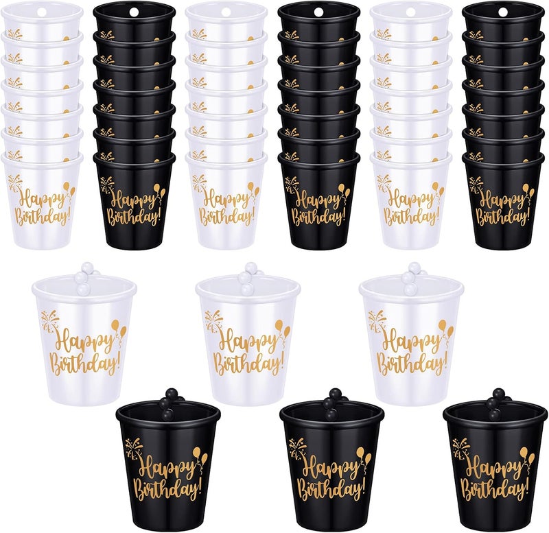 Sureio 24 Pack Shot Cup Glass on Beaded Necklace Shot Glass Necklaces Plastic Shot Cups for Birthday Party Happy Wedding Festival Parade FavorBlack White - Image 4