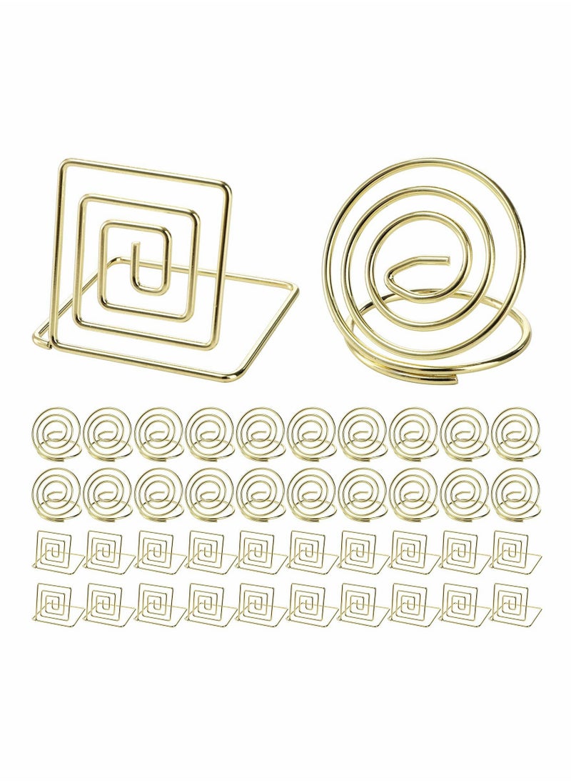 Excefore 40 Pack Place Card Holders, Small Table Card Holder,   Table Number Holder, Name Card Memo Note Holder, Wire Picture Photo Clip Stands, Great for Weddings, Dinner Parties, Buffets, Gold  - Image 1
